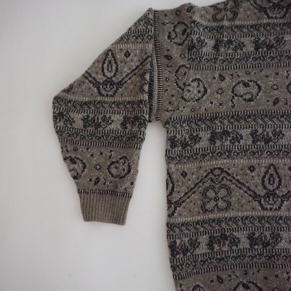 VTG London Fog Brown Abstract Pattern Knit Sweater Eclectic Grandpa Heritage 2X - Picture 7 of 9